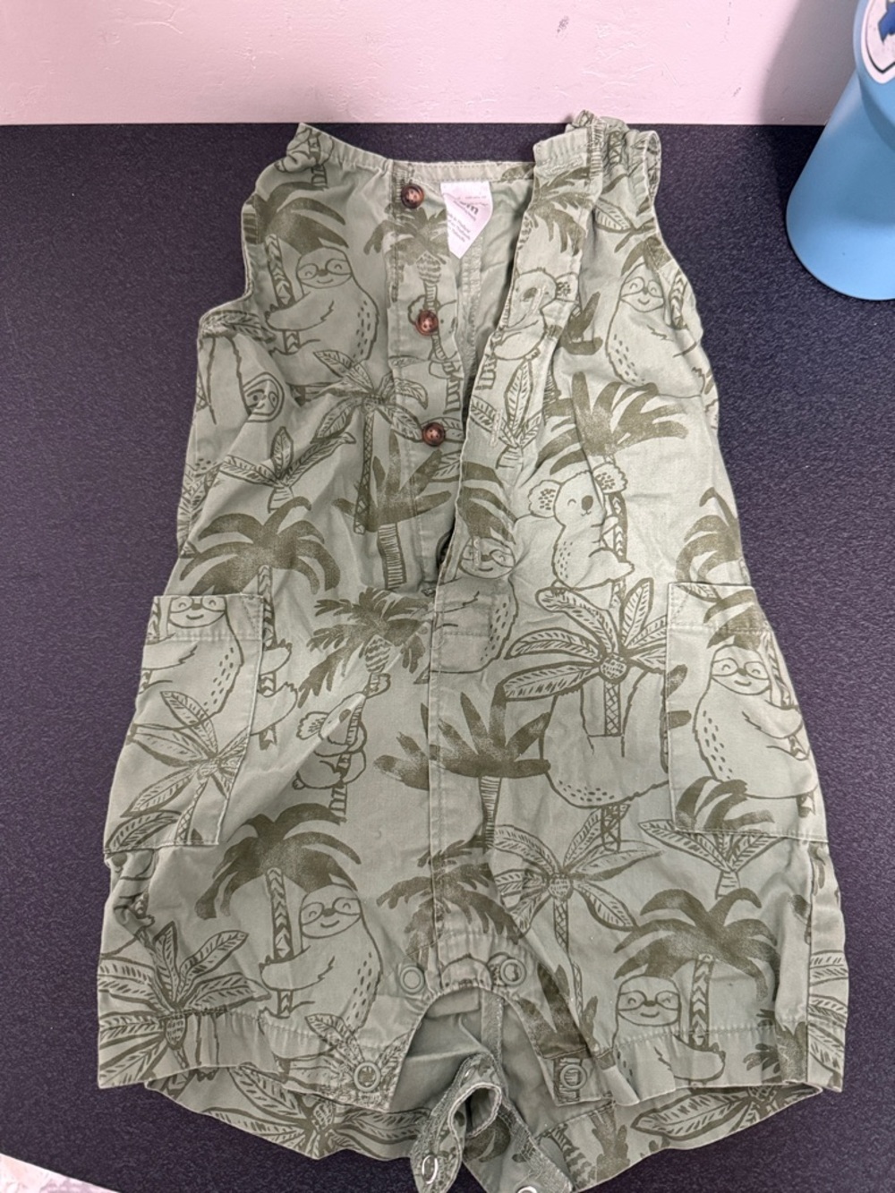 Carter's Green Sloth & Koala Print Romper